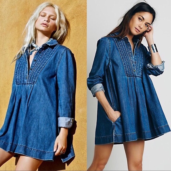Free People Dresses & Skirts - Free People Baby Blues Denim Babydoll Tunic